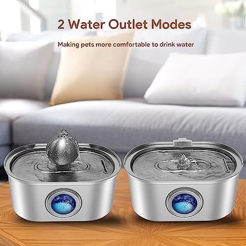 Nestsplus Cat Water Fountain,3.2L/108oz Stainless Steel Automatic Pet Water Fountain,Quiet Pump Dog Water Dispenser With LED Light,Dishwasher Safe,Water Level Window,3 Replacement Filters,for Cat/Dog