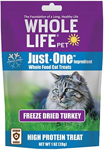  Whole Life Pet Just One Turkey - Cat Treat Or Topper - Human Grade, Freeze Dried, One Ingredient - Protein Rich, Grain Free, Made In The USA