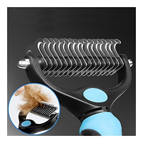  YangYan Dog Cat Trimmer Comb Rake Pet Fur Knot Cutter Remove Rake Comb Pets Brush Dematting Grooming Deshedding Tool (Color : Blue, Size : S)