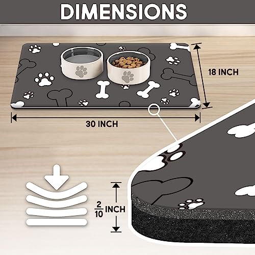  Rest-Eazzzy Absorbent Dog Bowl Mat 18"x30", Dog Food Mat, Non-Slip Pet Food Mat, Large Dog Mat For Food And Water, Durable And Eco-Friendly Dog Feeding Mat- Waterproof Backing, Machine Washable