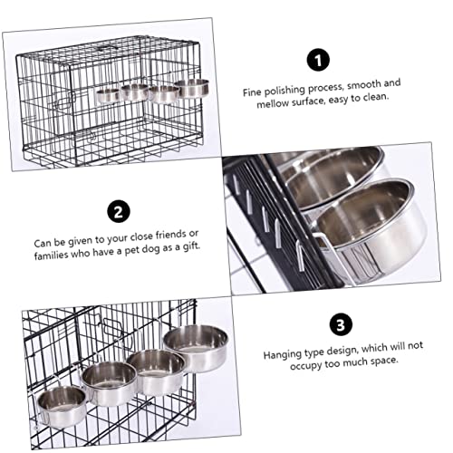  2 Sets Stainless Steel Hanging Bowl Bunny Water Bowl Birdcage Bird Feeder Stainless Steel Pet Tableware Bird Water Feeder Bird Cage Water Bowl Hanging Pet Bowl Small Bird Feeder
