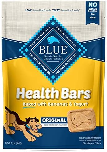  Blue Buffalo Health Bars Mini Natural Crunchy Dog Treats Biscuits, Apple & Yogurt 32-oz Box