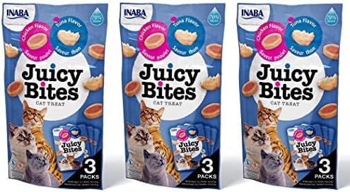  INABA Juicy Bites Grain-Free, Soft, Moist, Chewy Cat Treats With Vitamin E And Green Tea Extract, 0.4 Ounces Per Pouch, 15 Pouches (3 Per Pouch), 5 Flavor Variety Pack