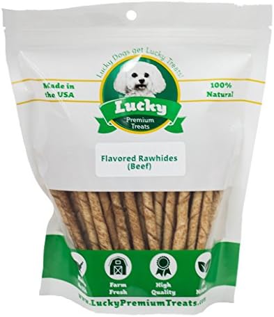  Lucky Premium Treats Chicken Basted Rawhide – All-Natural Rawhide And Beef Dog Treats For Small Dogs, Gluten Free Premium Small Dog Treats (15 Chews)