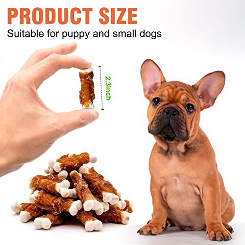  MON2SUN Dog Treats, Chicken Wrapped Calcium Dog Bones Without Rawhide, 2.3 Inch Training Treats For Teeth Cleaning And Fresh Breath, Dog Chews For Puppy And Small Dogs (56 Count - Pack Of 1)