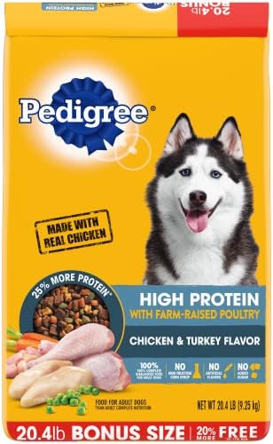  Pedigree High Protein Adult Dry Dog Food Chicken And Turkey Flavor Dog Kibble, 18 Lb. Bag