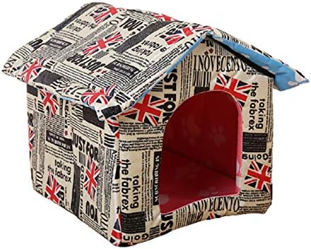  SONGBIRDTH Waterproof Dog House Lovely Wear-Resistant Foldable Pet Shelter For Home,Breathable Cotton Blend,Removable Easy To Clean Camouflage Red M