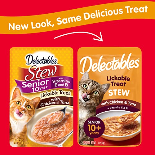  Hartz Delectables Stew Senior Lickable Wet Cat Treats, Multiple Flavors 1.4 Ounce (Pack Of 12)