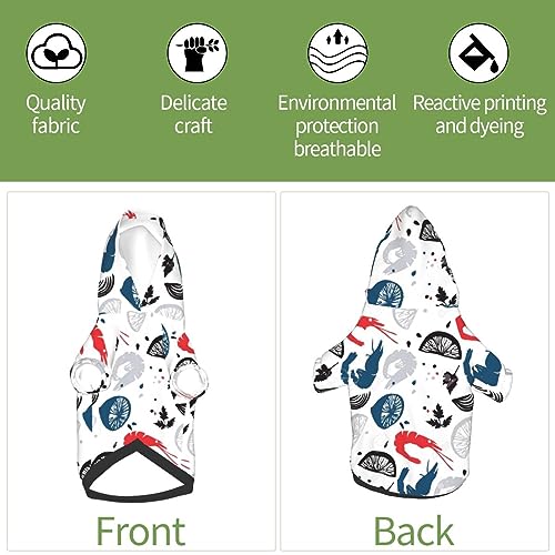  Shrimp Pattern Sea Food Pet Dog Costume Pets Wear Hoodies Fall Cloth Sweaters Sweatshirts Jacket Pullover