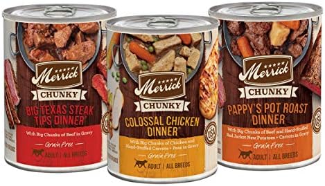  Merrick Grain Free Wet Dog Food Variety Pack, Grain Free Favorites Canned Dog Food - (12) 12.7 Oz. Cans