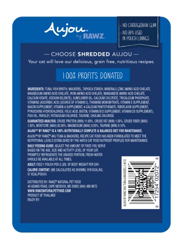  Rawz Aujou Aku Tuna & Mackerel Cat Food 8/2.46 Oz Pouches