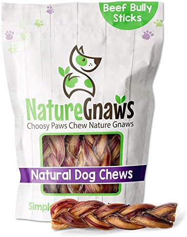  Nature Gnaws Beef Jerky Sticks For Dogs - Premium Natural Beef Gullet Bones - Simple Single Ingredient Tasty Dog Chew Treats - Rawhide Free - 5-6 Inch (8 Oz)