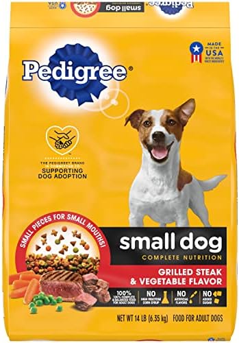  Pedigree Small Dog Complete Nutrition Small Breed Adult Dry Dog Food Grilled Steak And Vegetable Flavor Dog Kibble, 14 Lb. Bag