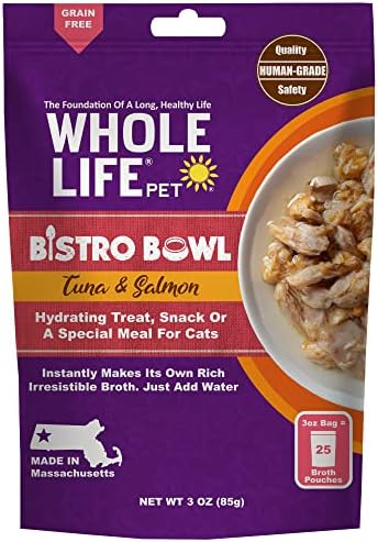  Whole Life Pet Bistro Bowl For Cats - Human Grade Instant Hydrating Treat, Snack Or Special Meal. Creates Its Own Rich Broth - Just Add Water