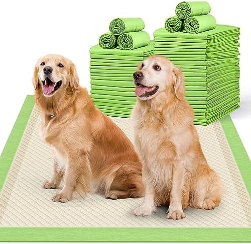  MIZOK Bamboo Dog Pads Odor Eliminating 36x36in XXXL Dog Training Pads, 11 Cups Super Absorbent Leak-Proof Dog Pee Pads With Adhesive Tabs, Disposable Green Color (30 Counts)