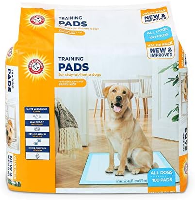  Arm & Hammer For Dogs Training Pads For Stay-at-Home Dogs | New & Improved Super Absorbent, Leak-Proof, Odor Control Quilted Dog Training Pads With Baking Soda | 75 Count Wee Wee Pads,White