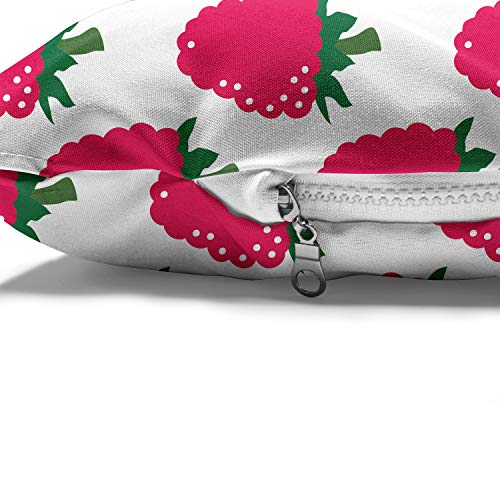  Ambesonne Fruit Pet Bed, Repetitive Raspberries Arranged On A Plain Background Organic Foods, Chew Resistant Pad For Dogs And Cats Cushion With Removable Cover, 24" X 39", Dark Pink Forest Green