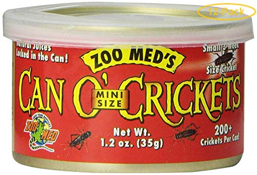  Zoo Med Can O' Mini Sized Crickets 1.2 Oz (200 Crickets) - Pack Of 12