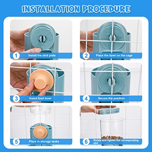  Jspupifip 35oz Rabbit Automatic Food Water Dispenser,Hanging Pet Food Water Dispenser Cage Automatic Feeder Set For Small Cats Dogs Rabbit Chinchilla Guinea Pig Hedgehog Ferret(Green)