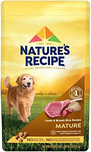  Nature′s Recipe Dry Dog Food, Mature Lamb & Brown Rice Recipe, 24 Lb. Bag