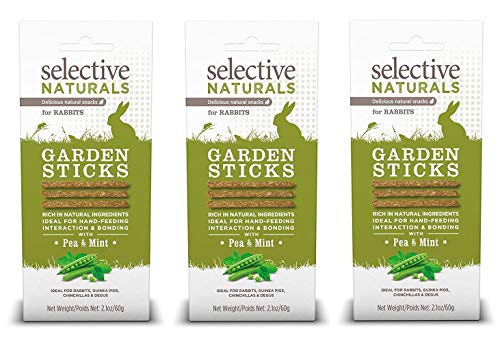  Supreme Petfoods 3 Pack Of Selective Naturals Garden Sticks Rabbit Treats, 2.1 Ounces Each, With Pea And Mint