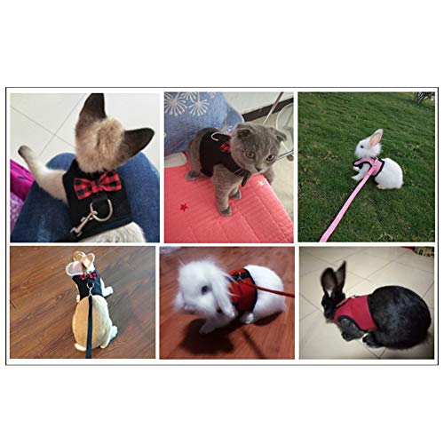  XxiaoTHAWxe Pet Leash Traction Rope, Small Animal Rabbits Hamster Vest Harness Walking Soft Bowknot Mesh Chest Strap For Walking Training Running - Black L