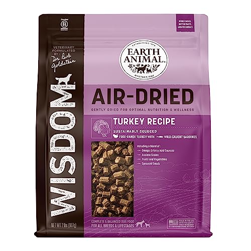  EARTH ANIMAL Wisdom Air Dried Dog Food | Turkey Recipe Premium Natural Dog Food | All Breeds & Ages | Made In The USA | 2 Pound Bag
