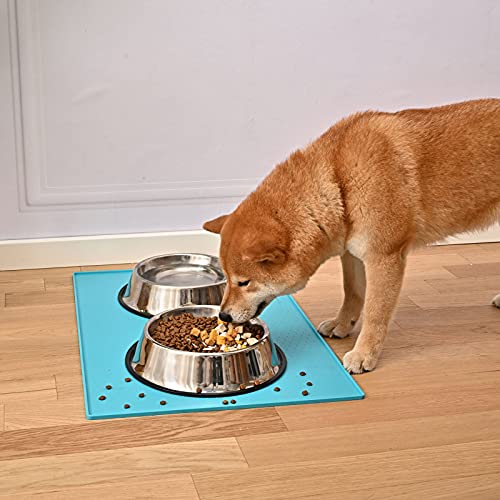  Juqiboom Dog Food Mat Anti-Messy Design Pet Bow Mat, Non Slip Silicone Waterproof Cat Feeding Placemat For Puppy Kitty Dog Cat Small Medium Animals