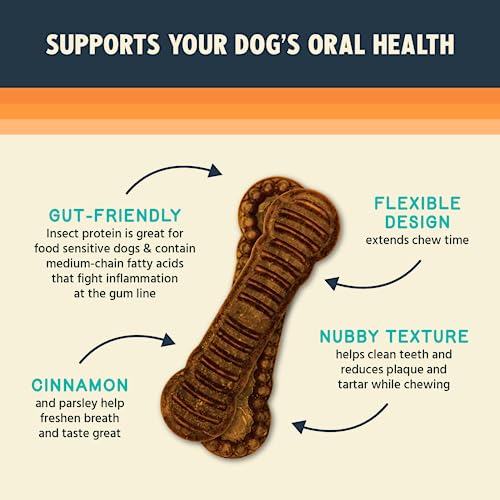  Jiminy's Dental Chews For Medium Sized Dogs – Cinnamon Dog Dental Chews, Teeth Cleaning Dog Treats, Reduce Tartar And Plaque, Made In USA, Cruelty Free, Dog Breath Freshener – 12 Chews