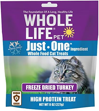  Whole Life Pet Just One Turkey - Cat Treat Or Topper - Human Grade, Freeze Dried, One Ingredient - Protein Rich, Grain Free, Made In The USA