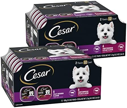  CESAR Wet Dog Food Classic Loaf In Sauce Poultry Variety Pack, (24) 3.5 Oz. Easy Peel Trays With Real Chicken, Turkey Or Duck