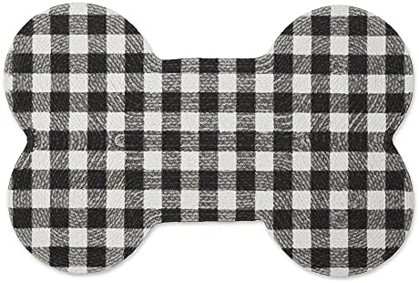  Bone Dry DII Braided Pet Mat Collection 100% Cotton, Bone Shape, Black/White Buffalo Check