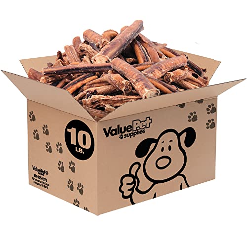  ValueBull Bully Sticks, 5-6 Inch, Varied Shapes, 10 Pounds Bulk Pack - All Natural Dog Treats, 100% Beef Pizzles, Single Ingredient Rawhide Alternative