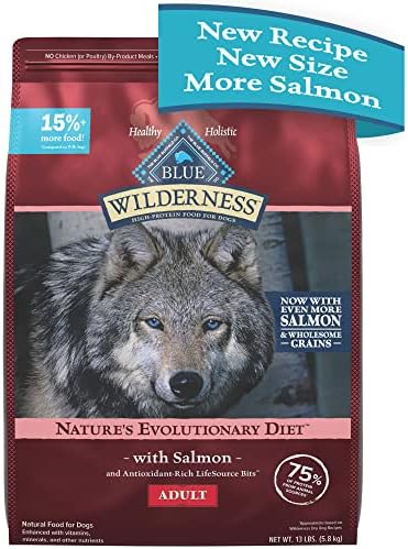 Blue Buffalo Wilderness High Protein Natural Adult Dry Dog Food Plus Wholesome Grains, Salmon 24 Lb Bag