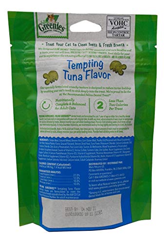  Greenies Feline Seafood Lovers Dental Crunchy Cat Treats 3 Flavor Variety Pack - (1 Each): Succulent Shrimp, Tempting Tuna, Savory Salmon (2.1 Ounces) - Plus Catnip Toy And Fun Facts Booklet Bundle