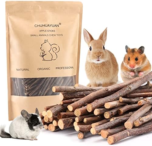 CHUHUAYUAN Natural Apple Sticks, 500g Treats Food For Small Animals, Chew Toys For Chinchilla Guinea Pigs Rabbit Squirrel Hamster Bunny