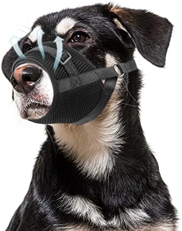  GoGoPaw Dog Muzzle Soft Air Mesh Muzzle For Large Dogs, Adjustable Pet Muzzle For Small Medium Dogs To Drink Freely, Breathable Reflective Muzzle For Dogs To Prevent Biting Barking(Blue,XL)