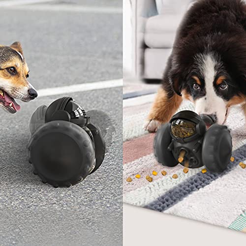  Dog Puzzle Toys, Interactive Treat Toy Food Dispenser, JOSMAX Robot Wheel Slow Feeder Toys For Smart Dogs To Keep Them Busy, Enrichment Toys For IQ Training Mind Improvement - Black