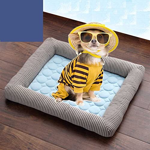  DEPILA Pet Washable For Large Medium Small Pets Sleeping Summer Cool Dog Mats For Food And Water Anti Slip Bed (Color : OneColor, Size : S 43x33cm)
