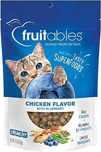  Fruitables Cat Treats – Crunchy Treats For Cats – Healthy Low Calorie Treats Packed With Protein – Free Of Wheat, Corn And Soy – Made With Real Chicken With Blueberry – 30 Ounces