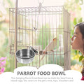  POPETPOP 3pcs Bird Feeding Dish Cups Stainless Steel Parrot Feeding Cups With Clamp Holder Animal Cage Water Food Bowl Bird Feeder Hanging For Cockatiel Parakeet Small Animal