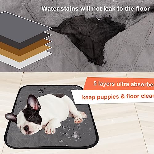  CBBPET Washable Dog Pee Pads Dog Pee Pad,Dog Bed Waterproof Dog Mat Non-Slip Puppy Potty Training Pads For Dogs (18*24-Grey*4-New)