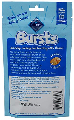  Blue Buffalo Bursts Natural Crunchy Creamy Treats For Cats 3 Flavor Variety | (1) Each: Liver Beef, Seafood, Chicken (2 Ounces) | Plus Catnip Toy And Fun Facts Booklet Bundle