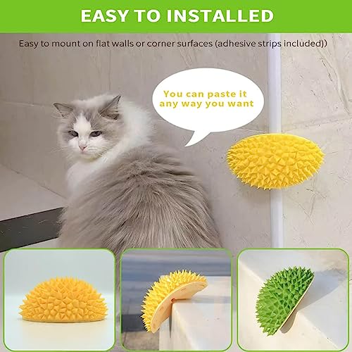  DENGWANG Durian Multifunctional Toys, Durian Cat Scratcher, Durian Shell Cat, Cat Durian Shell, Massaging And Removing Floating Hair Cat Dog Mint Toys (2PCS Green)