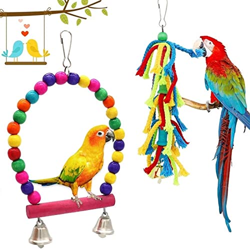  JYDQM 6pcs Parrot Parakeet Bird Toys Pet Accessories Hanging Bell Ladders Climbing Shaking Swing Toy Chewing Bite Rope Ball