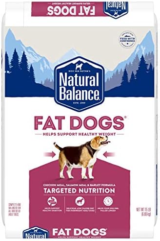  Natural Balance Fat Dogs Low Calorie Dry Dog Food Chicken Meal, Salmon Meal, Garbanzo Beans, Peas & Oatmeal, 5 Pounds (Packaging May Vary)