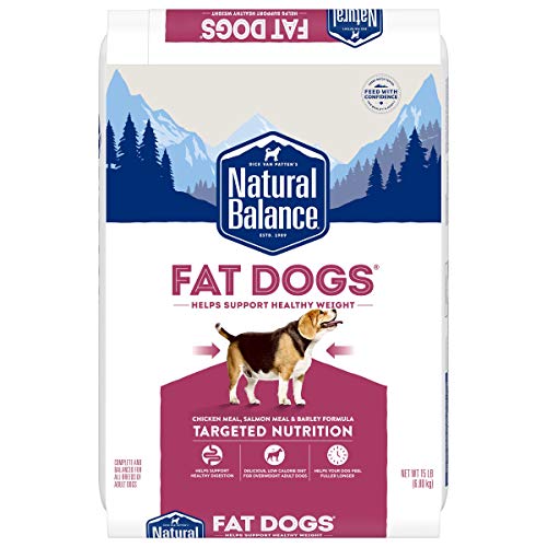  Natural Balance Fat Dogs Low Calorie Dry Dog Food Chicken Meal, Salmon Meal, Garbanzo Beans, Peas & Oatmeal, 15 Pounds (Packaging May Vary)