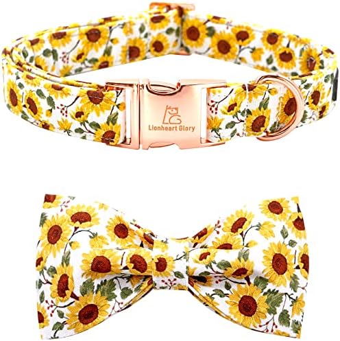  Lionheart Glory Dog Collar, Pink Dog Bow Collar For Female Dogs Collar With Bow Adjustable Bowtie Collar Cute Patterns For Small Dogs Pet Gift