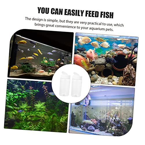  NOGRAX 2pcs Feeding Bottle Dispenser Container Small Animals Feeding Bottles Fish Food Containers White Terrarium Plastic Feeder
