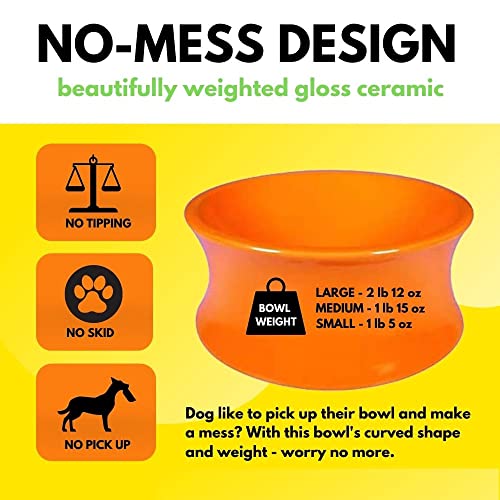  Raised Ceramic Pet Bowl The Kurve One For Pets, Clementine, Small